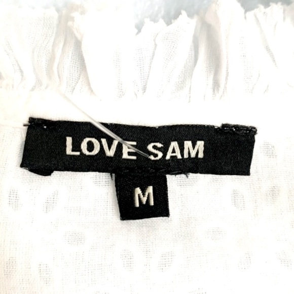 ANTHROPOLOGY LOVE SAM Dress Boho Eyelet Lace Ruffle White Size Medium Like new - Picture 12 of 13